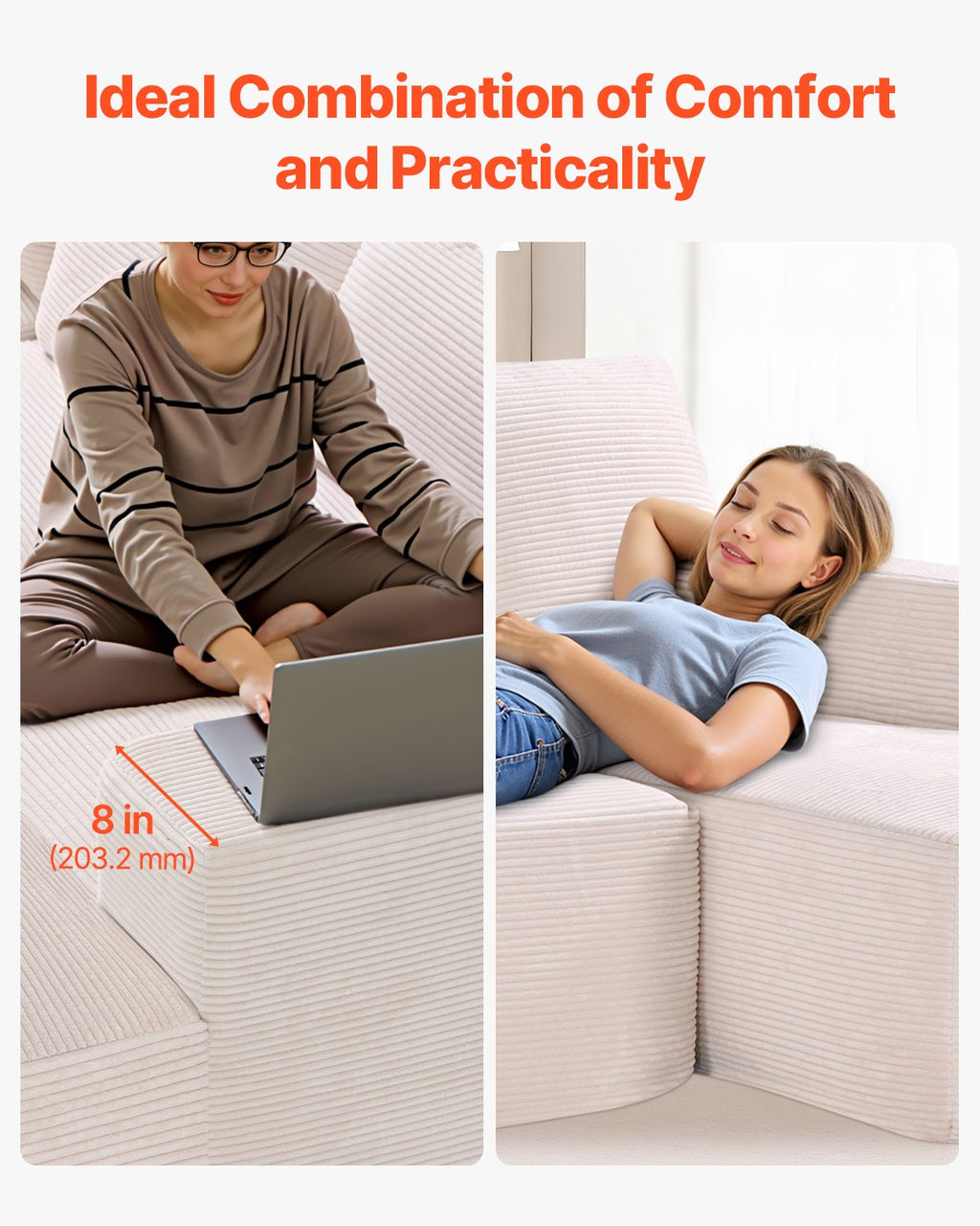 Modular U-Shaped Sectional Sofa With Chaise