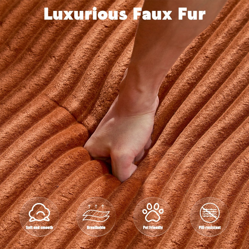 Brown Corduroy L-Shaped Modular Sectional Sofa with Chaise & Deep Seat