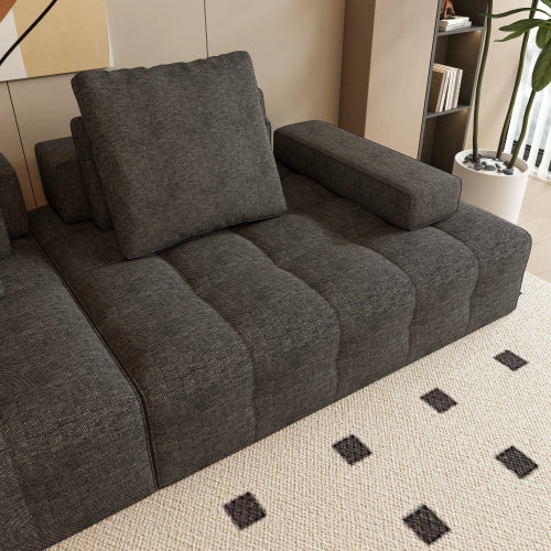 Modern Grey Corduroy Loveseat Sofa with Extra Deep Seats & Memory Foam