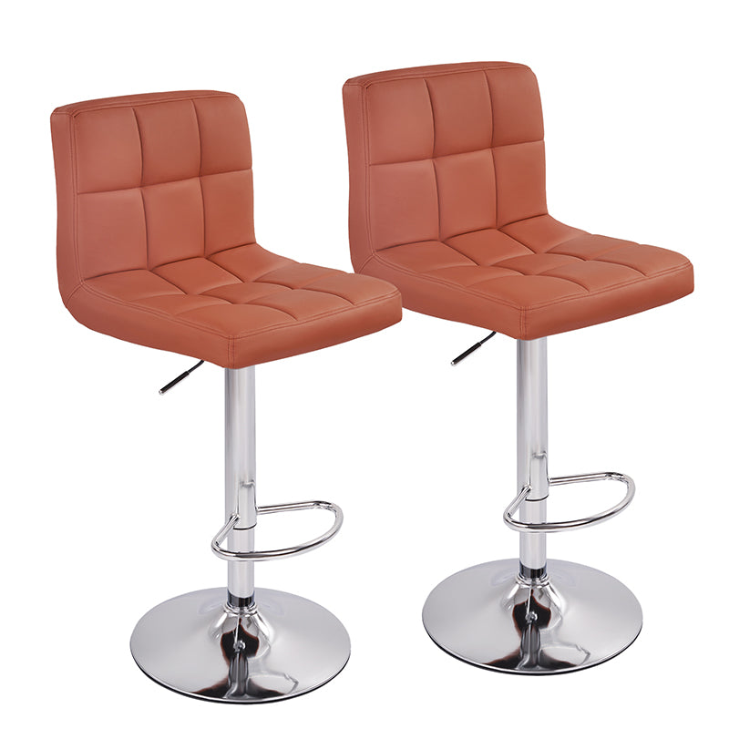 Swivel Bar Stools Set Of 2 Modern PU Leather Barstools With Midback, Adjustable Counter Height Bar Chairs