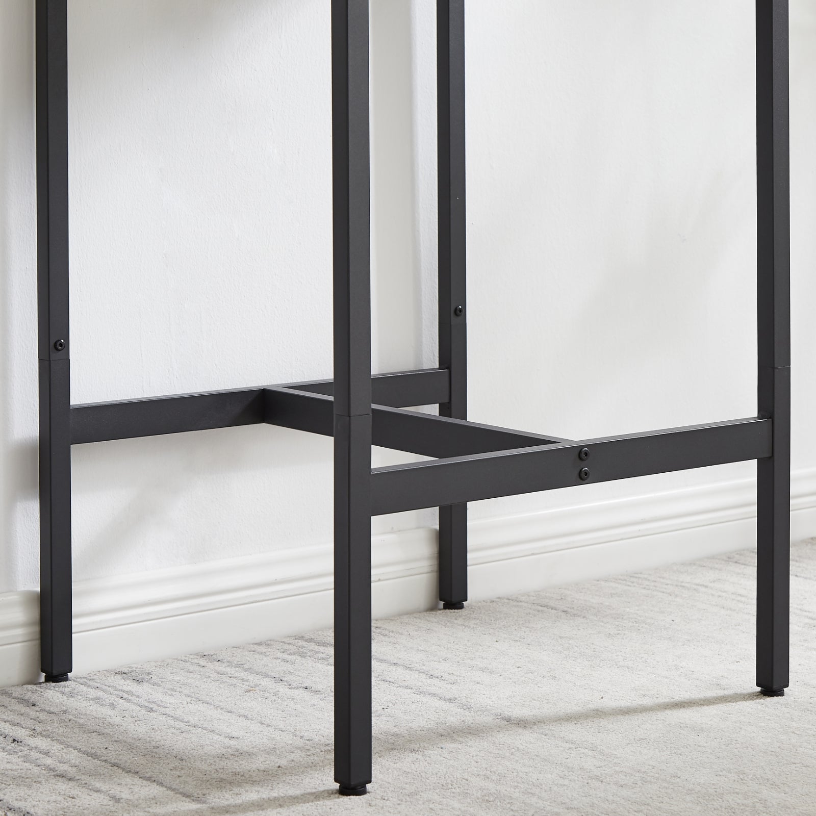 Bar Table Set With 2 Stools, PU Soft Seat & Backrest, Grey, 23.62 W X 35.4 H