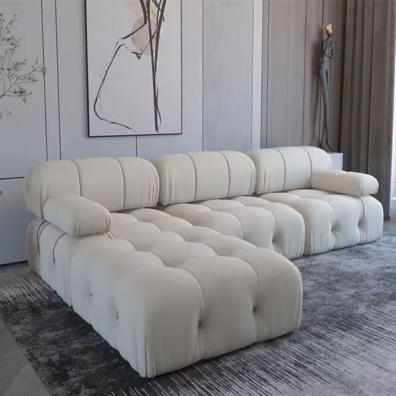 Nordic Modern Modular Fabric Sofa with Buckle Design & Light Luxury Sponge