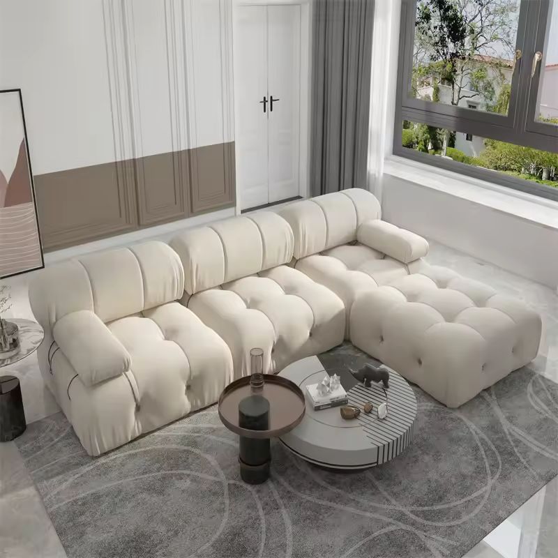 Nordic Modern Modular Fabric Sofa with Buckle Design & Light Luxury Sponge
