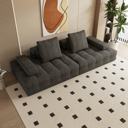 Modern Grey Corduroy Loveseat Sofa with Extra Deep Seats & Memory Foam