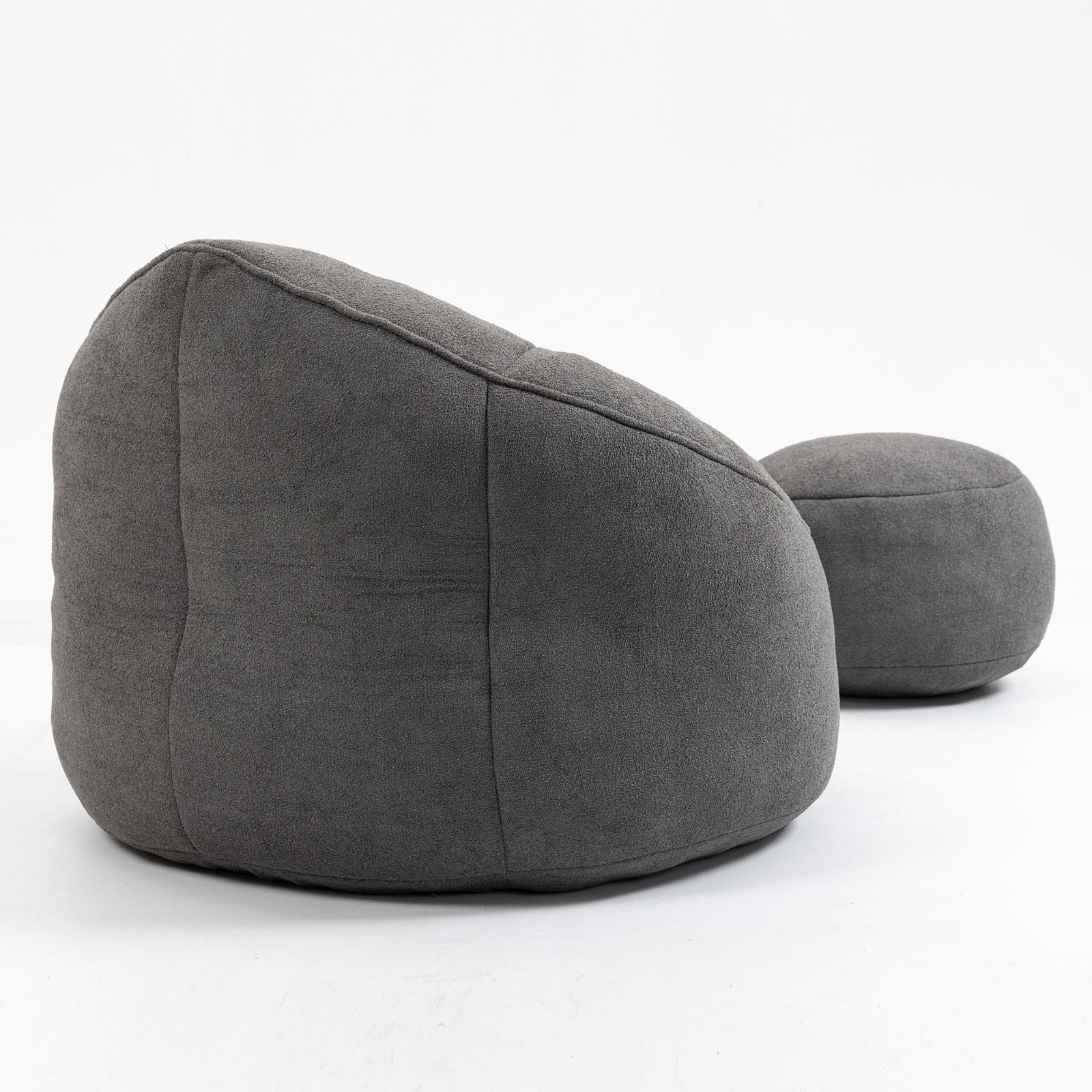 Bean Bag Sofa Chair with High-Density Foam Padding & Footrest – Grey Microfiber Comfort Chair