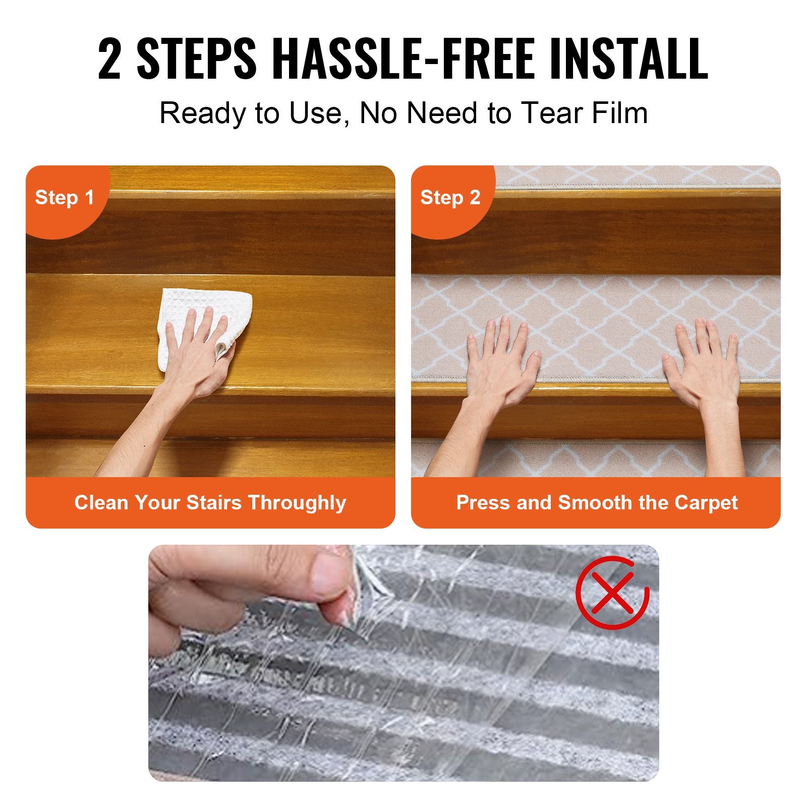 Stair Treads, Stairs Carpet Non Slip 9" X 28", Indoor Stair Runner For Wooden Steps, Anti Slip Carpet Soft Edging Stair Rugs Mats For Kids Elders And Dogs, 15 Pcs, Light Brown