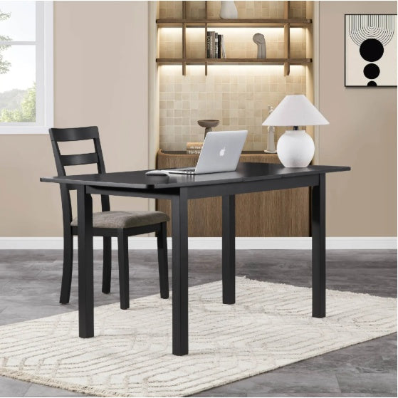 Extendable Dining Table 59″ (150 cm) for 4–8, Modern Wooden Table for Small Spaces, Black Finish
