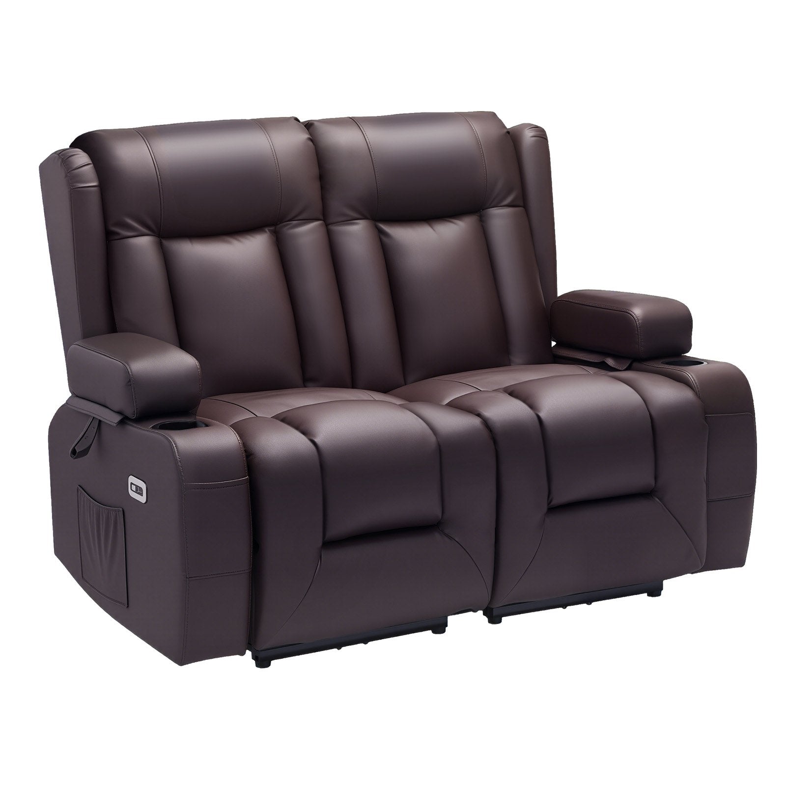 Loveseat Recliner Sofa with Power Recline, Heating & Massage, USB Ports and Cup Holders