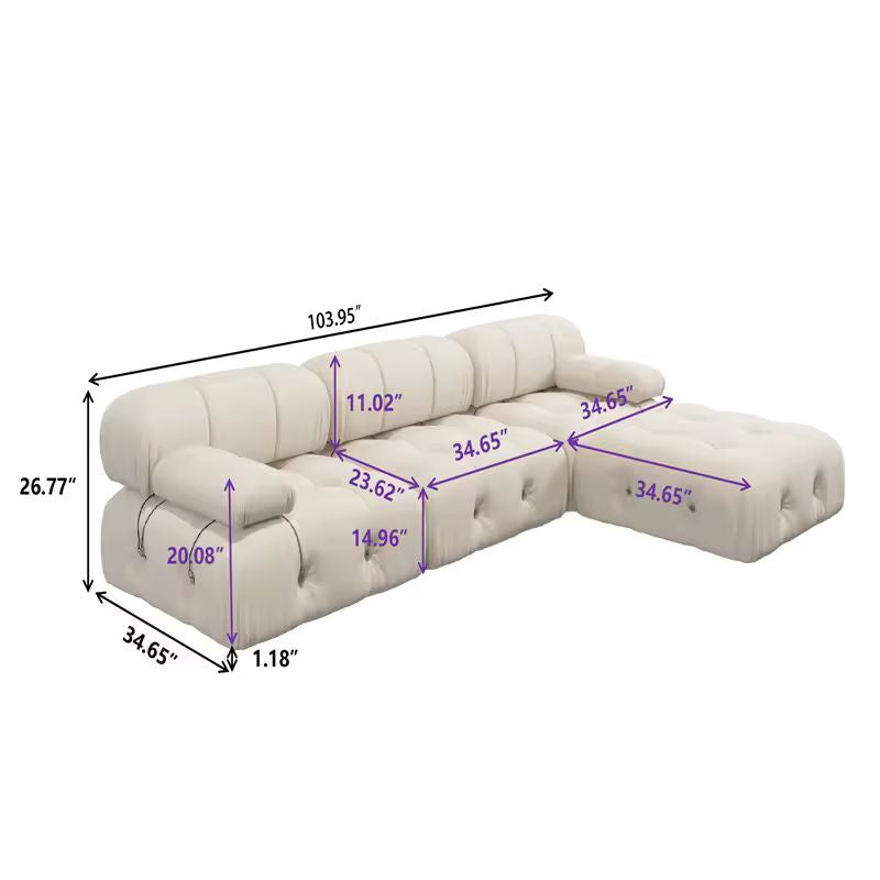 Nordic Modern Modular Fabric Sofa with Buckle Design & Light Luxury Sponge