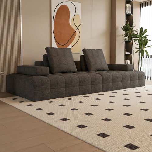 Modern Grey Corduroy Loveseat Sofa with Extra Deep Seats & Memory Foam