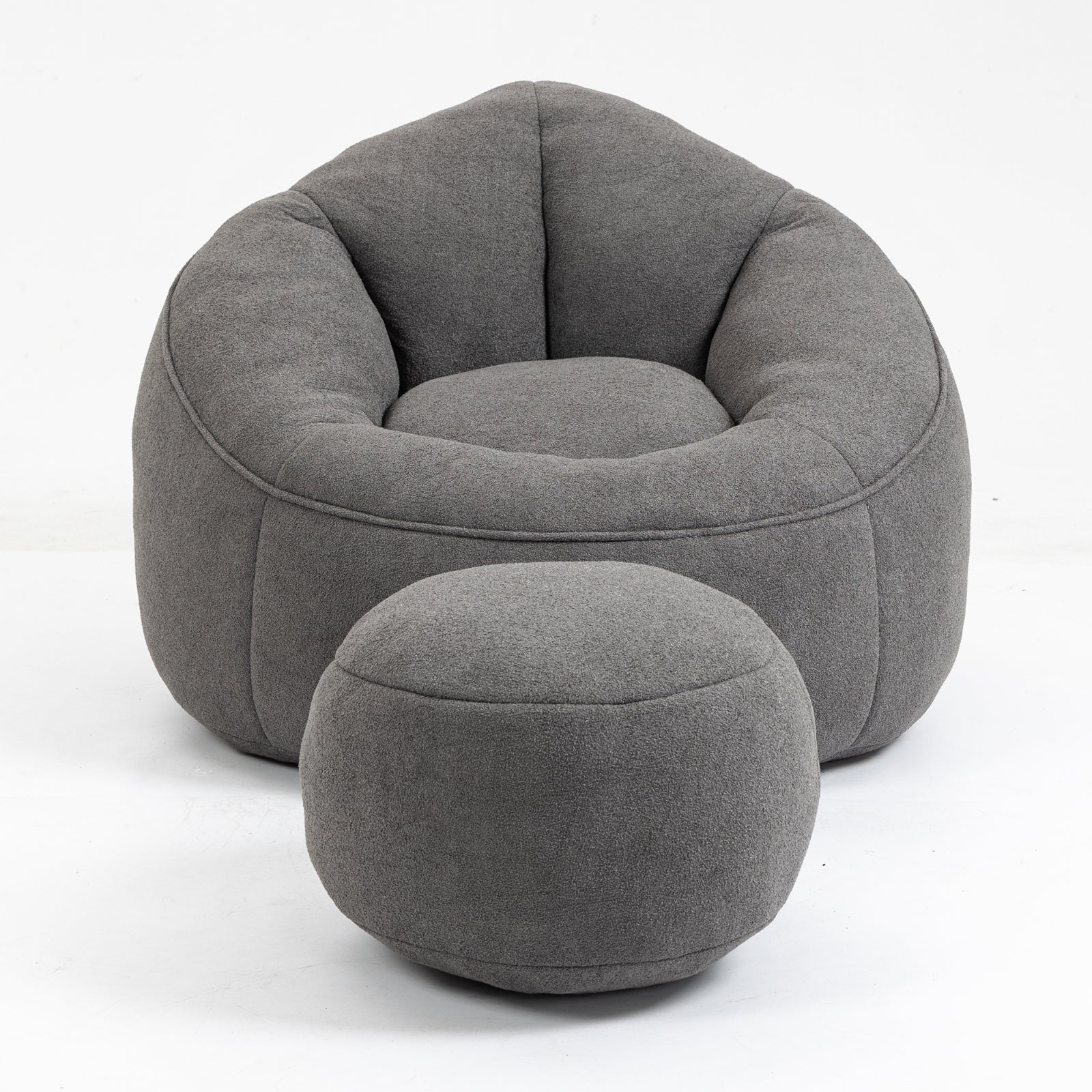 Bean Bag Sofa Chair with High-Density Foam Padding & Footrest – Grey Microfiber Comfort Chair