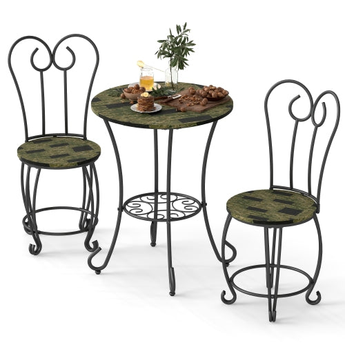 Modern Style 3 Piece Coffee Table Set Round Coffee Table With 2 Round Back Chairs