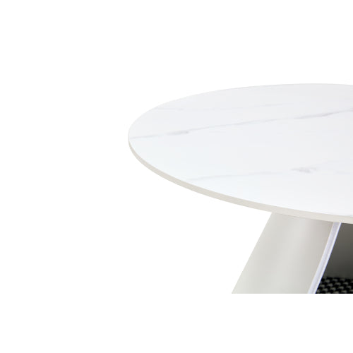 Set Of 2 Coffee Round Tables With A Marble-look Top And Steel Base With 2 Cat Beds Multifunctional And Stylish Entable