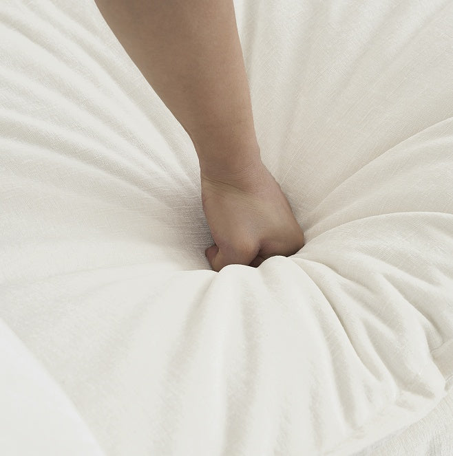 Modern Fabric Double Sofa with 4 Pillows, White Chenille Loveseat Sofa Couch