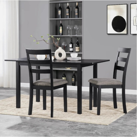 Extendable Dining Table 59″ (150 cm) for 4–8, Modern Wooden Table for Small Spaces, Black Finish