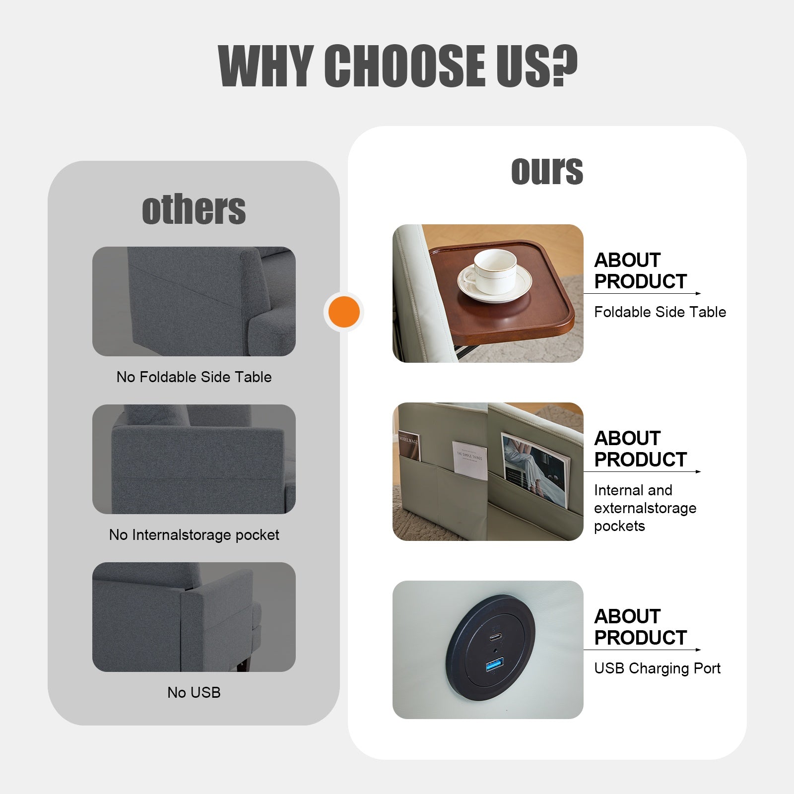 3-in-1 Convertible Sleeper Chair Bed with USB, Tray Table & Pull-Out Sofa