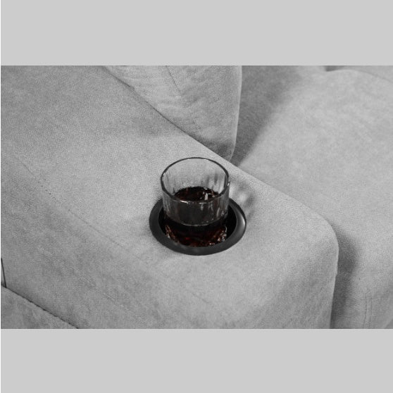 Light Grey Convertible Sectional Sofa with Armrest Storage & Pull-Out Bed