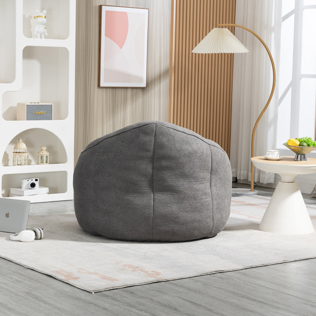 Bean Bag Sofa Chair with High-Density Foam Padding & Footrest – Grey Microfiber Comfort Chair