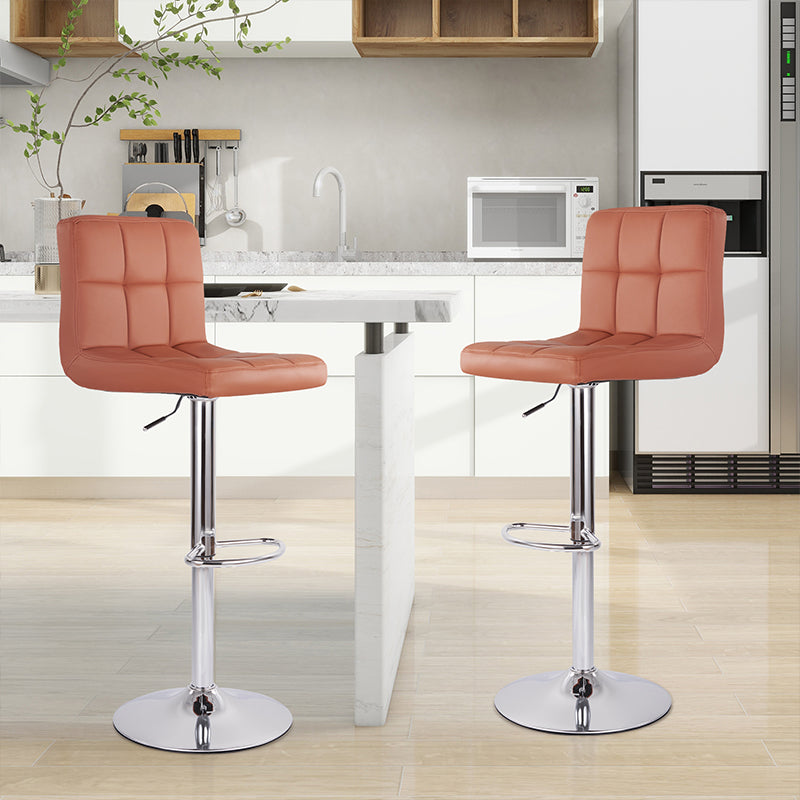 Swivel Bar Stools Set Of 2 Modern PU Leather Barstools With Midback, Adjustable Counter Height Bar Chairs
