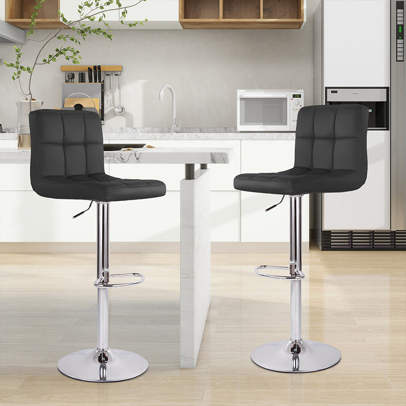 Swivel Bar Stools Set Of 2 Modern PU Leather Barstools With Midback, Adjustable Counter Height Bar Chairs